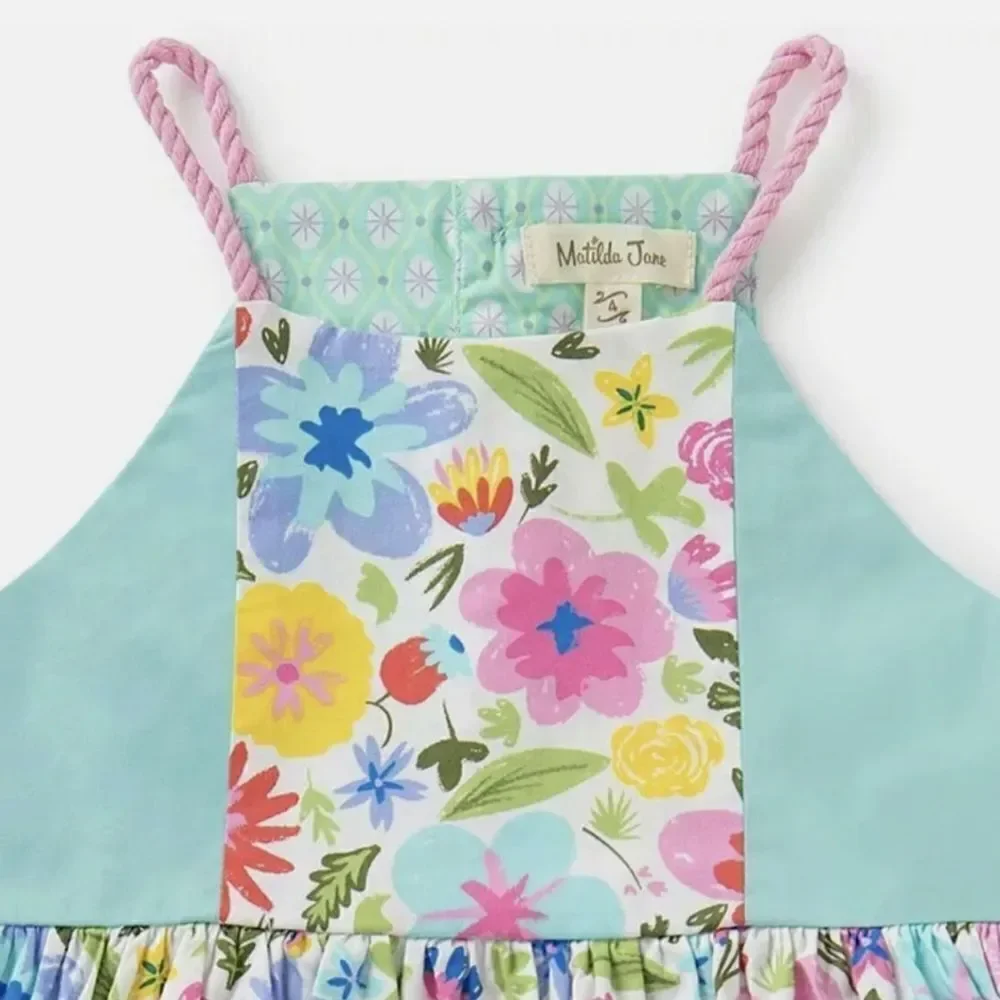 Girls Matilda Jane Sleeveless Flora and Fauna Dress Pink Floral 10
